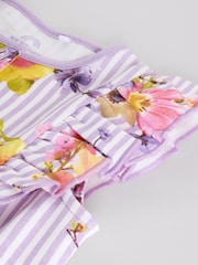 Multi Bright Floral Print Baby 100% Cotton Rompers 3 Pack - Image 10 of 11