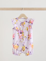 Multi Bright Floral Print Baby 100% Cotton Rompers 3 Pack - Image 3 of 11