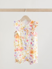 Multi Bright Floral Print Baby 100% Cotton Rompers 3 Pack - Image 5 of 11