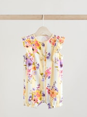 Multi Bright Floral Print Baby 100% Cotton Rompers 3 Pack - Image 6 of 11