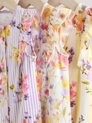 Multi Bright Floral Print Baby 100% Cotton Rompers 3 Pack - Image 7 of 11
