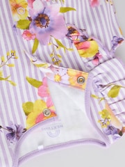 Multi Bright Floral Print Baby 100% Cotton Rompers 3 Pack - Image 9 of 11
