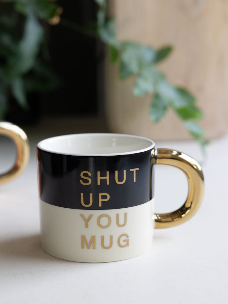 Rockett St George Black/Cream Quote Single Mug - Image 1 of 4