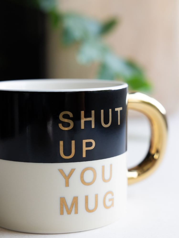 Rockett St George Black/Cream Quote Single Mug - Image 2 of 4