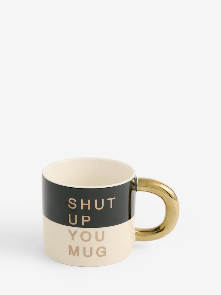 Rockett St George Black/Cream Quote Single Mug - Image 4 of 4