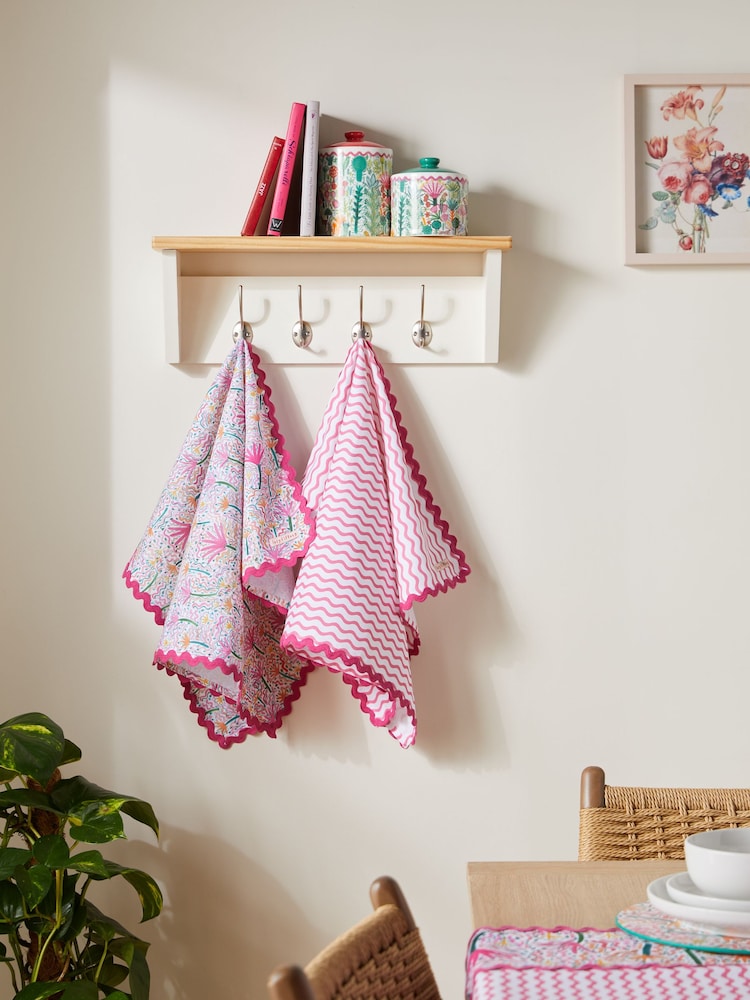 Lucy Tiffney Set of 2 Pink/Yellow Tea Towels - Image 1 of 3