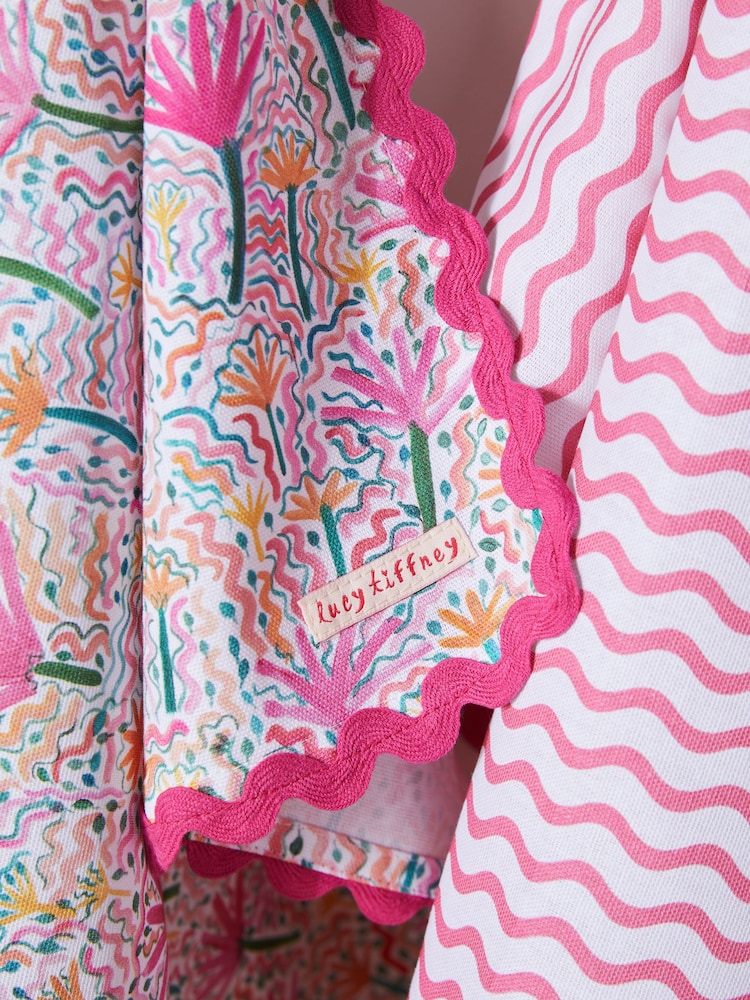 Lucy Tiffney Set of 2 Pink/Yellow Tea Towels - Image 2 of 3 Lucy Tiffney Set of 2 Pink/Yellow Tea Towels - Image 2 of 3