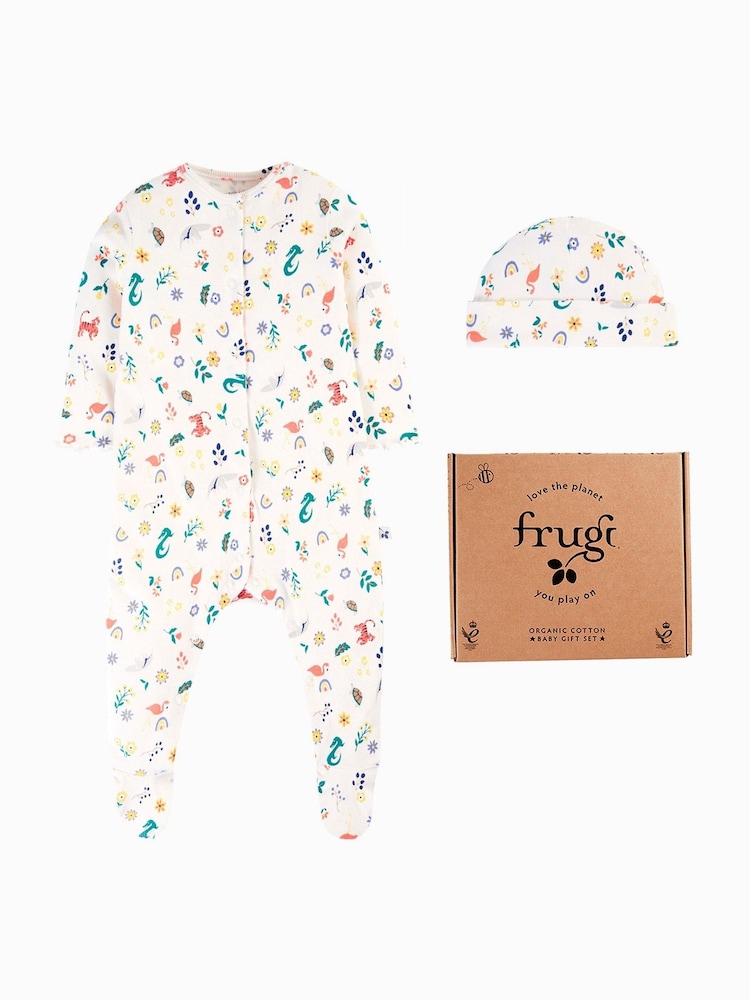 Frugi All Over Print Rib White Gift Set - Image 1 of 4 Frugi All Over Print Rib White Gift Set - Image 1 of 4