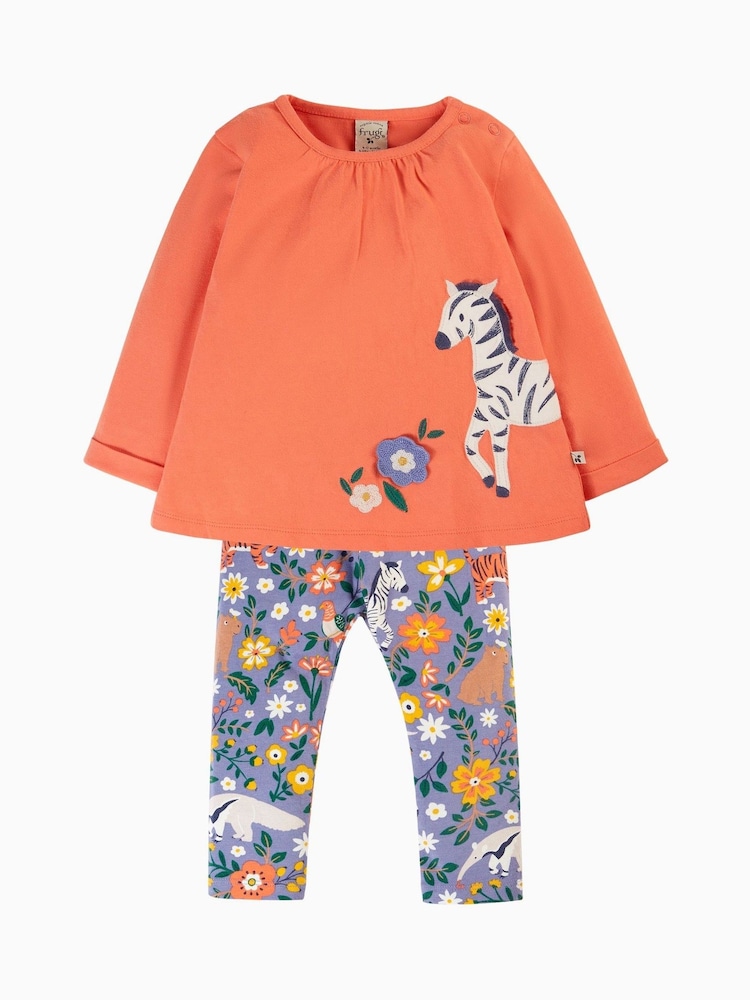 Frugi Orange Top And Legging Opal Outfit Set - Image 1 of 5