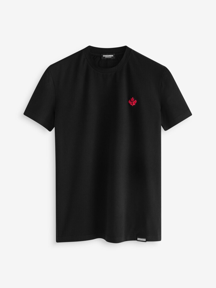 DSquared2 Black Underwear Short Sleeve Stretch Cotton Jersey Maple Leaf Logo T-Shirt - Image 1 of 1