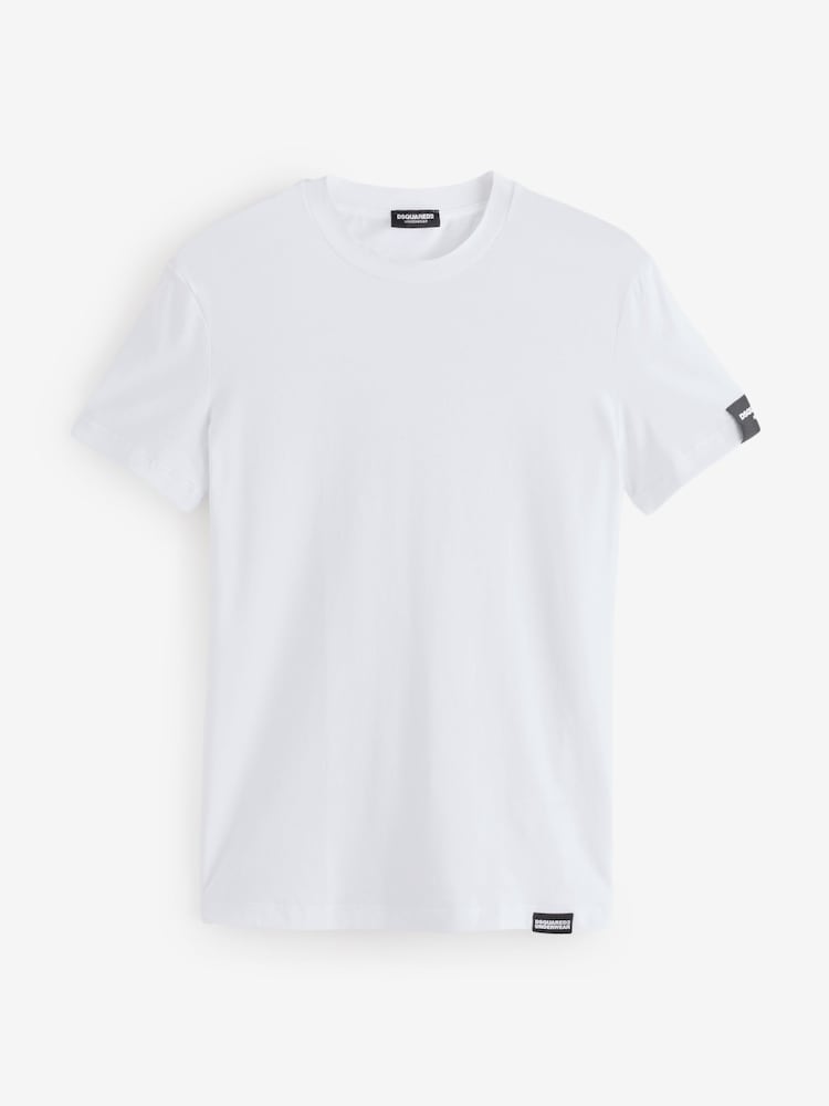 DSquared2 White Underwear Short Sleeve Stretch Cotton Rich Jersey Badge Logo T-Shirt - Image 1 of 1