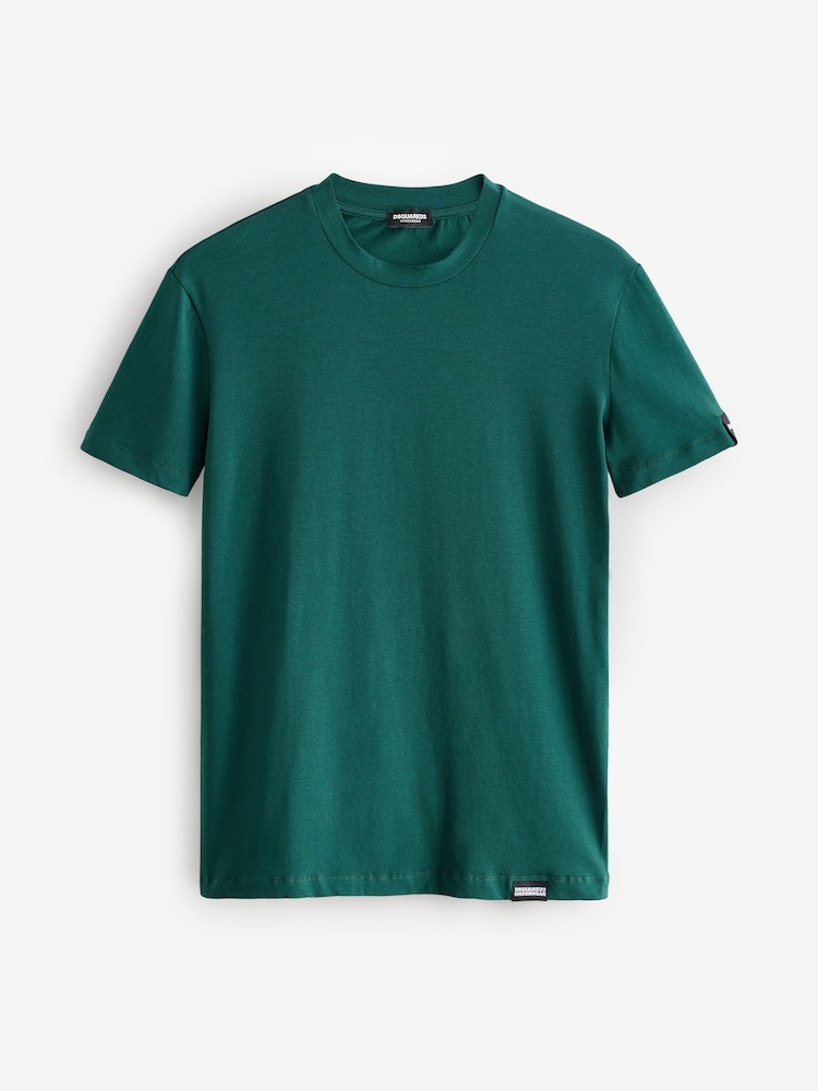 DSquared2 Green Underwear Short Sleeve Stretch Cotton Rich Jersey Badge Logo T-Shirt - Image 1 of 1