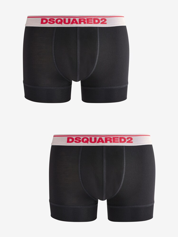 DSquared2 Black Underwear Red Logo Band Boxers 2 Pack - Image 1 of 3 DSquared2 Black Underwear Red Logo Band Boxers 2 Pack - Image 1 of 3