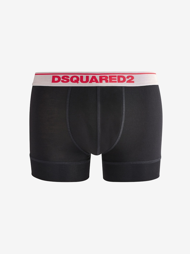 DSquared2 Black Underwear Red Logo Band Boxers 2 Pack - Image 2 of 3 DSquared2 Black Underwear Red Logo Band Boxers 2 Pack - Image 2 of 3