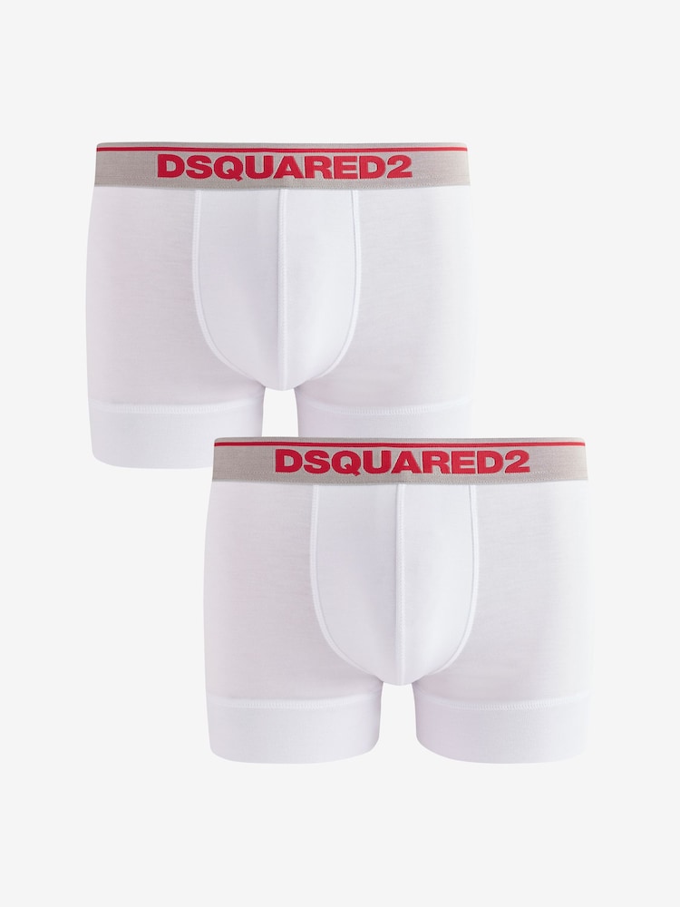 DSquared2 White Underwear Red Logo Band Boxers 2 Pack - Image 1 of 2