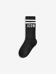 DSquared2 Black Underwear Icon Logo Mid Crew Socks - Image 1 of 1