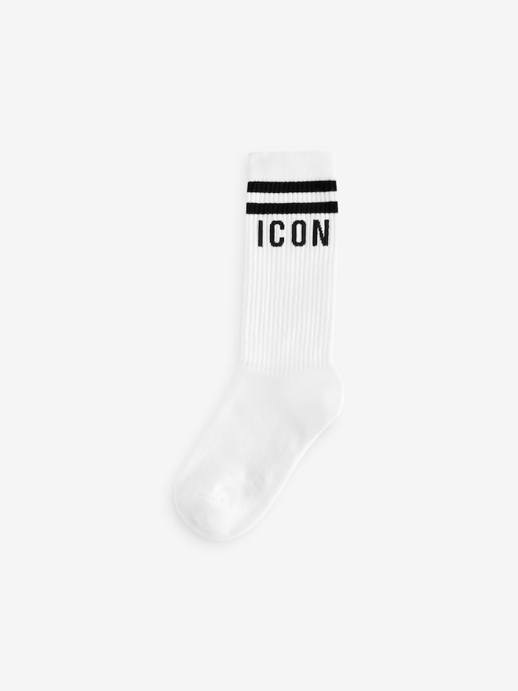 DSquared2 White Underwear Icon Logo Mid Crew Socks - Image 1 of 1