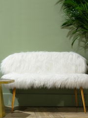 Fifty Five South White Sienna Faux Fur Sofa with Gold Legs - Image 1 of 8