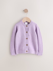 Lilac Purple Lilac Full Sleeves Button 100% Cotton Cardigan - Image 1 of 4