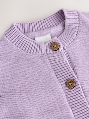 Lilac Purple Lilac Full Sleeves Button 100% Cotton Cardigan - Image 2 of 4