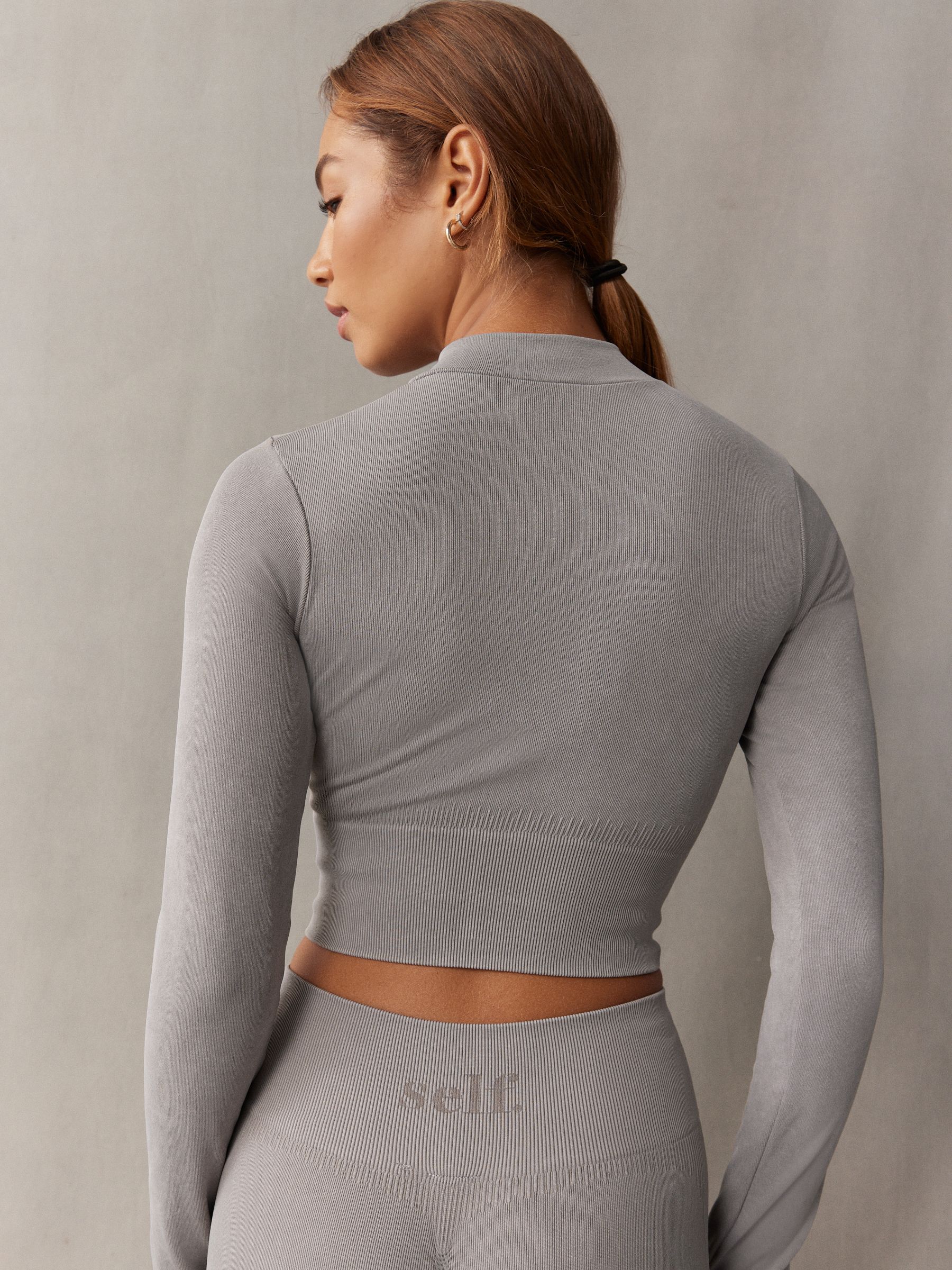Buy self. Grey Quarter Zip Seamfree Crop Top from the Next UK
