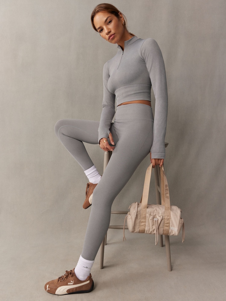 Leggings Outfits With Grey Crop Top Buy Grey Quarter Zip Seamfree
