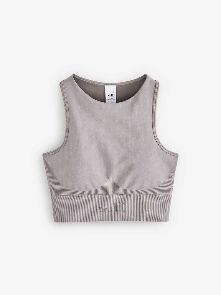 self. Grey Seamfree Sports Crop Top - Image 5 of 7