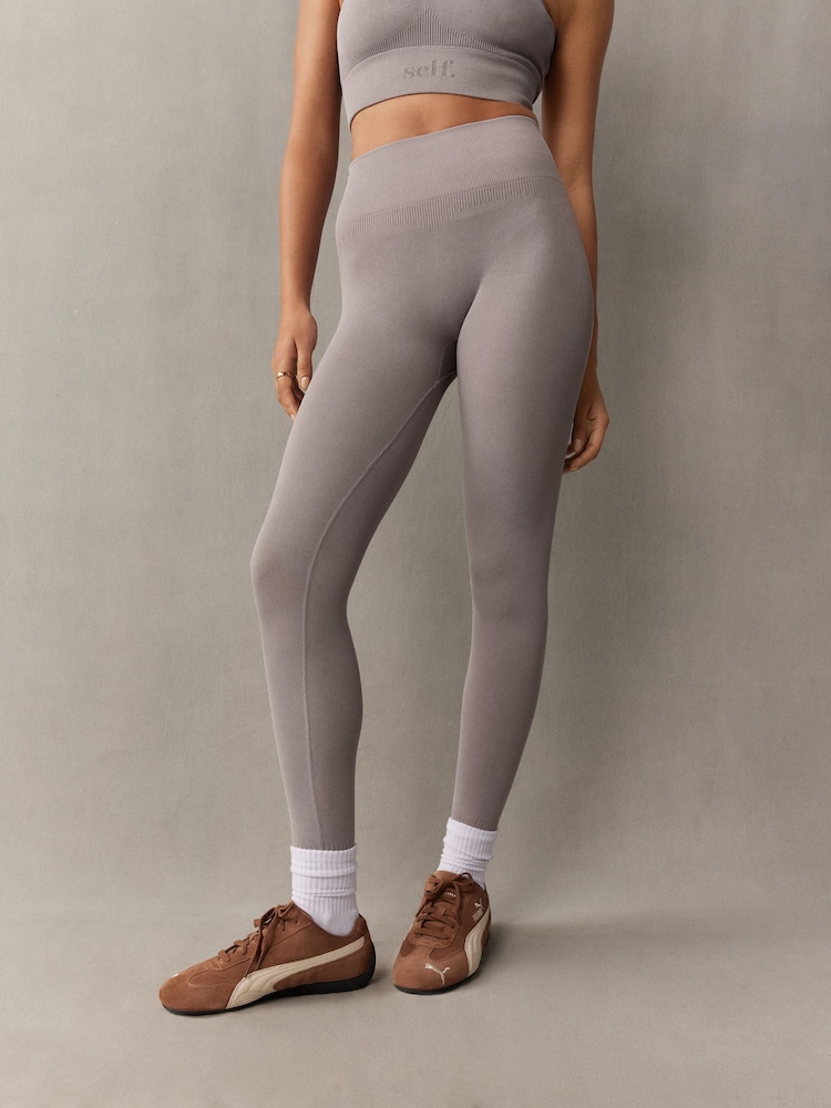 self. Grey Seamless Bum Scrunch Leggings - Image 1 of 10