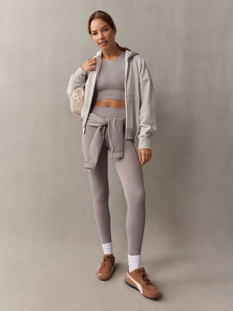 self. Grey Seamless Bum Scrunch Leggings - Image 2 of 10