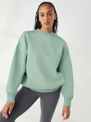 Under Armour Green Oversized Rival Fleece Crew Sweatshirt - Image 1 of 5