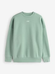 Under Armour Green Oversized Rival Fleece Crew Sweatshirt - Image 5 of 5