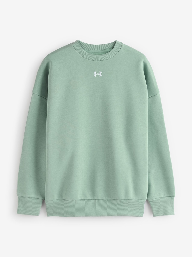 Under Armour Green Oversized Rival Fleece Crew Sweatshirt - Image 5 of 5