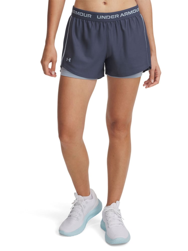 Under Armour Grey Tech Play Up 2-in-1 Shorts - Image 1 of 4