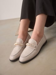 Bone Standard Fit Forever Comfort® Leather Chain Detail Slim Loafers - Image 2 of 9