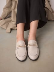 Bone Standard Fit Forever Comfort® Leather Chain Detail Slim Loafers - Image 3 of 9