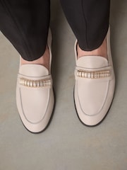 Bone Standard Fit Forever Comfort® Leather Chain Detail Slim Loafers - Image 4 of 9