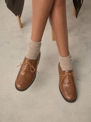 Tan Brown Forever Comfort® Slim Leather Formal Brogue Lace Up Shoes - Image 1 of 10