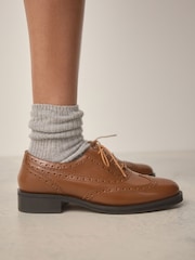 Tan Brown Forever Comfort® Slim Leather Formal Brogue Lace Up Shoes - Image 2 of 10