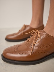 Tan Brown Forever Comfort® Slim Leather Formal Brogue Lace Up Shoes - Image 4 of 10