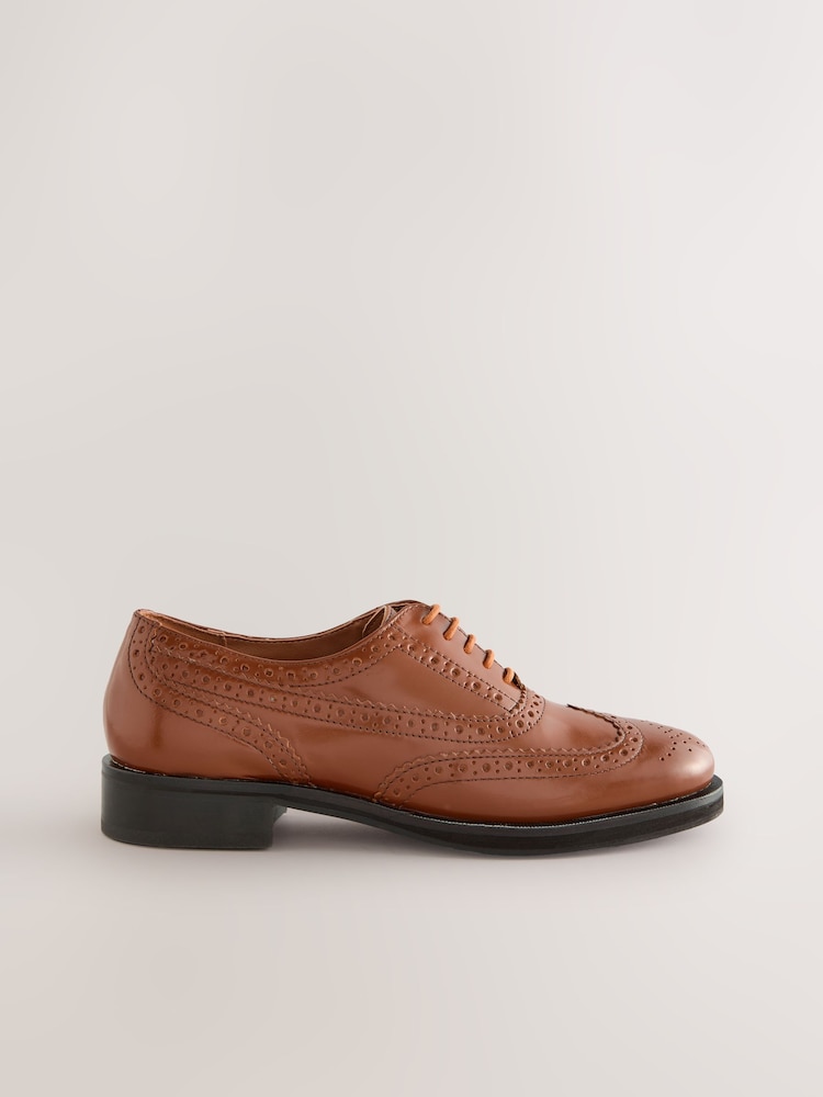Tan Brown Forever Comfort® Leather Formal Brogue Lace-Up Shoes - Image 6 of 10