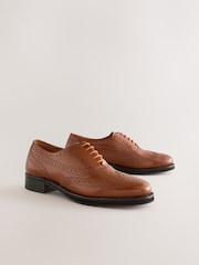 Tan Brown Forever Comfort® Slim Leather Formal Brogue Lace Up Shoes - Image 7 of 10