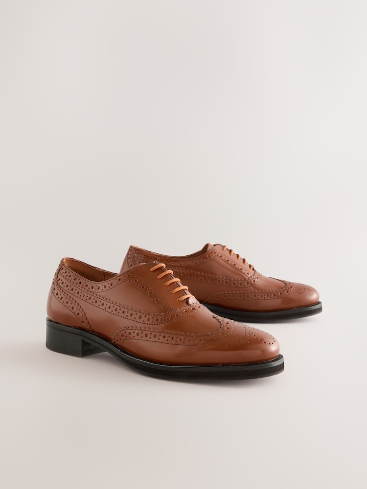 Tan Brown Forever Comfort® Leather Formal Brogue Lace-Up Shoes - Image 7 of 10