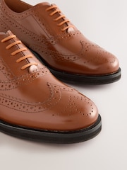 Tan Brown Forever Comfort® Slim Leather Formal Brogue Lace Up Shoes - Image 8 of 10