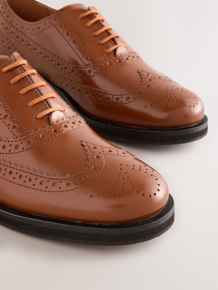 Tan Brown Forever Comfort® Leather Formal Brogue Lace-Up Shoes - Image 8 of 10
