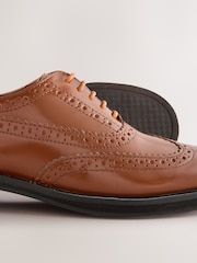 Tan Brown Forever Comfort® Slim Leather Formal Brogue Lace Up Shoes - Image 9 of 10