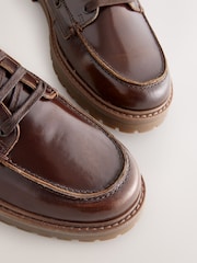 Tan Brown Standard Fit Forever Comfort® Leather Chunky Lace-Up Boat Shoes - Image 10 of 11