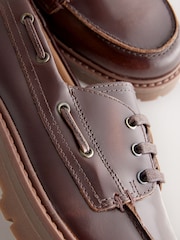 Tan Brown Standard Fit Forever Comfort® Leather Chunky Lace-Up Boat Shoes - Image 11 of 11