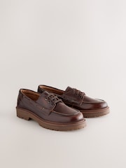 Tan Brown Standard Fit Forever Comfort® Leather Chunky Lace-Up Boat Shoes - Image 6 of 11