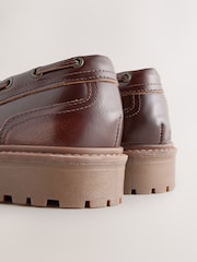 Tan Brown Standard Fit Forever Comfort® Leather Chunky Lace-Up Boat Shoes - Image 7 of 11