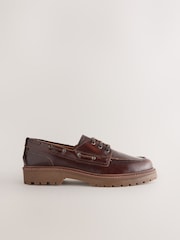 Tan Brown Standard Fit Forever Comfort® Leather Chunky Lace-Up Boat Shoes - Image 8 of 11